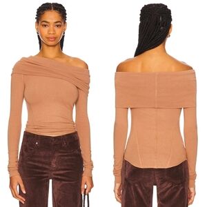 New Free People Tan Iris Long Sleeve Layering Top